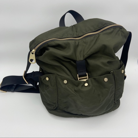 Zara Handbags - Zara Olive Green Nylon Mini Backpack Purse